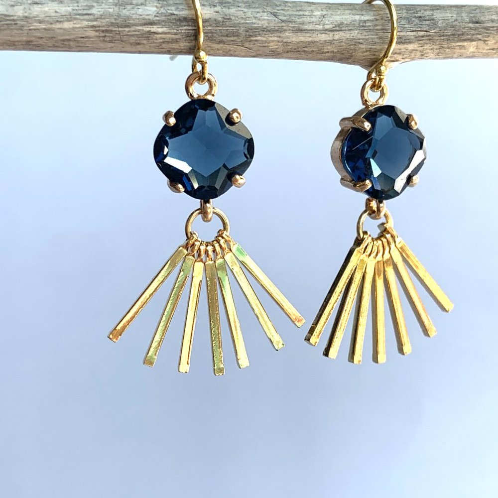 NEW~ Anthropologie Stone-Embellished Fringe Drop Earrings